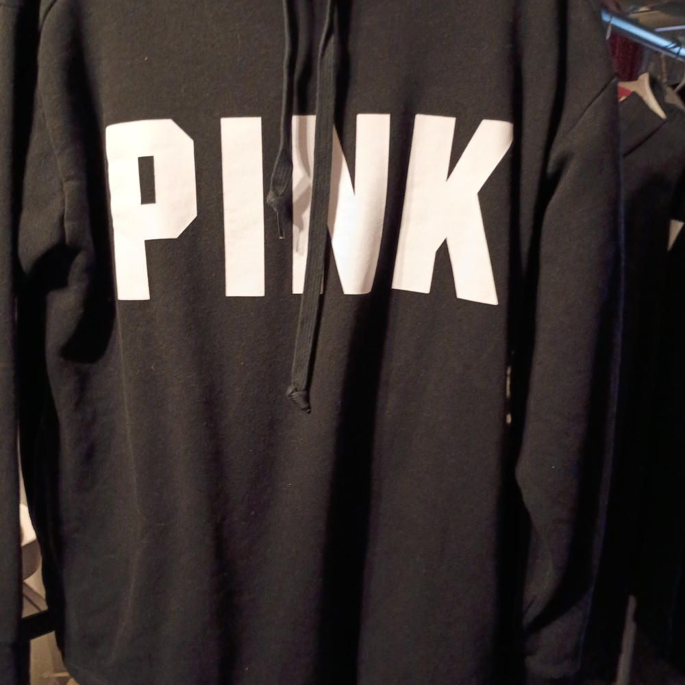 PINK Victoria's Secret Black Hoodie Sz Medium